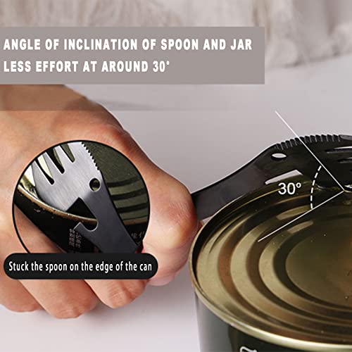 5 In 1 Sporks Stainless Steel Camping, Spoon Fork Knife Combo With Bottle Can Opener, Multifunctional Travel Utensil For Outdoor Backpacking, Hiking, Hunting, Fishing (Black) #TOP4