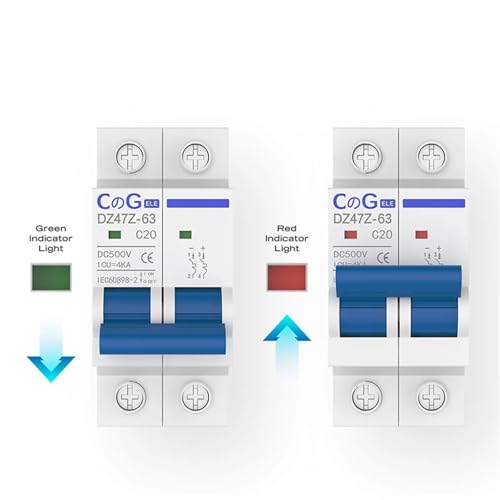 Disyuntor de CC bipolar 32A 500V interruptor magnetotérmico DIN para paneles solares y baterías 3
