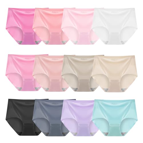 Teen Girls Seamless Underwear Invisible Panties Cotton Soft Breathable No Show Multi Color Pack of 12