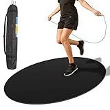 Springseil Matte – 6 mm dicke Springseilmatte für Indoor & Outdoor – rutschfeste Trainingsmatte für Seilspringen, Yoga & Fitness – ovale Sportmatte inkl. Tragetasche (Schwarz)