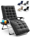 KEPLIN Square Tube Gravity Chair with Cushion 1 Pack – Extra Wide 72cm Zero Gravity Reclining Garden Chair, Reinforced Frame Supports 150kg, Locking System, Cup Holder, Foldable Sun Lounger