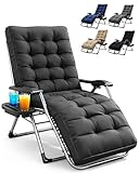 KEPLIN Square Tube Gravity Chair with Cushion 1 Pack – Extra Wide 72cm Zero Gravity Reclining Garden Chair, Reinforced Frame Supports 150kg, Locking System, Cup Holder, Foldable Sun Lounger