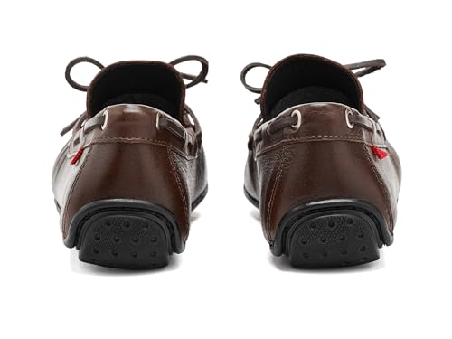 Image of Men's Genuine Leather Casual Slip on Tie-Bow Loafers