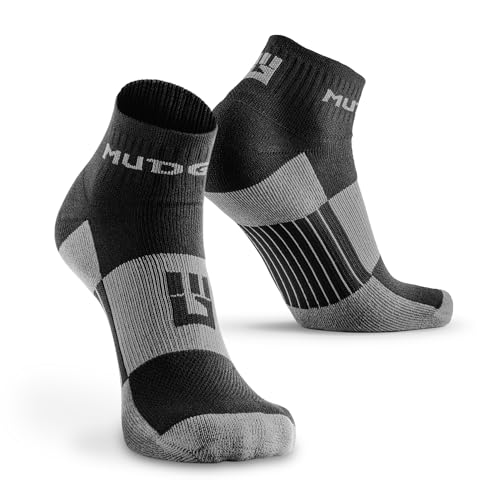 MudGear Quarter Crew Trail Socks, Blister-Resistant, Sweat-Resistant & Quick-Drying, Cushioned Footbed, Made in USA, 2-Pack
