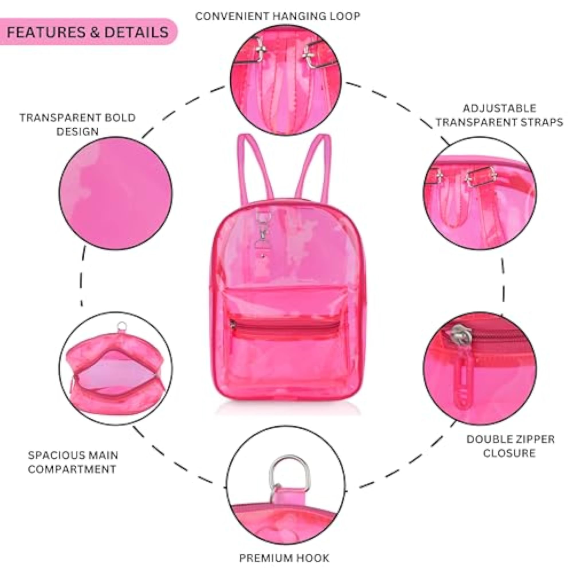 Stylish Neon Orange Transparent Jelly Backpack for Women