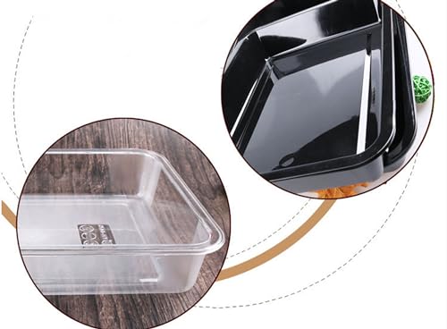 OMEM Reptile Food Bowl Large Water Dish, Wood Plate, Bowl Turtles (L=35.4 * 5.3 * 26.3, Black) - Thumbnail 6