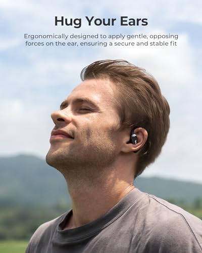 Image of Lytmi CozyFit Open Ear Headphones, 0.23oz Ultra-Light Comfortable Wireless Earbuds, 0.6mm Thinnest Earhooks, Bluetooth 5.4, Clear Audio, 30 HRS Playtime, IPX5 Waterproof with Mic (Matte Black)