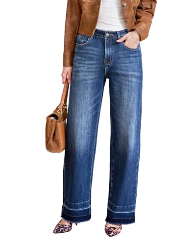 Women's High Waist Loose Jeans Stretch Wide Leg Tummy Control Straight 2025 Women's Fashion Jeans