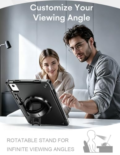 Image of Junfire Protective Case for Lenovo Idea Tab Pro 12.7 inch 2025,Black | Shockproof, Hand Strap, 360Rotating Stand, Pencil Holder, Carrying Shoulder Strap, Hard Shell