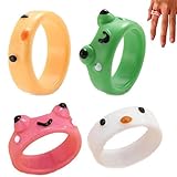 Danlai 4pcs Süßes Lächeln Frosch Ringe Lustige Persönlichkeit Cartoon Tierhuhn Frosch Ring Schmuck Für Frauen Mädchen