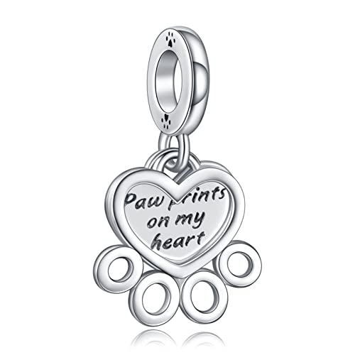 Rimgoris Charm de Plata de Ley 925 de para Pulseras de Mujer Collar Dije Colgante Pata de Oso Corazón Amor de Regalo
