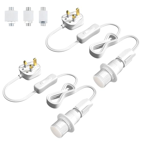 DoRight DIY Bottle Lamp Adaptor UK with Cork Bottle Light Kit, E14 Bottle Lamp Holder White Cable in-Line Switch Mains Powered, Turn Any Whisky, Gin or Wine Bottle into a Custom Table Lamp (2-Pack)