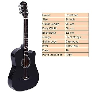 Rosefinch Guitare acoustique 3/4 Cordes en acier 96,5 cm Folk Cutaway Guitare en bois pour débutants adultes et enfants débutants Kit de guitare avec sac d’accordeur, capodastre et enrouleur de cordes - Les Beatles, Paul McCartney, John Lennon, RIngo Starr, George Harrison Rosefinch Guitare acoustique 3/4 Cordes en acier 96,5 cm Folk Cutaway Guitare en bois pour débutants adultes et enfants débutants Kit de guitare avec sac d'accordeur, capodastre et enrouleur de cordes – Image 6