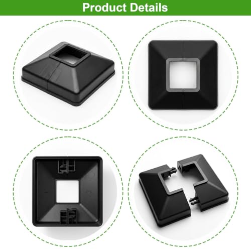 Image of Plastic Lower Post Base Cover, Decorative Square Railing Base Trim, Durable Fence Post Flange Skirt for Patio, Porch, Stair, and Railing Systems (24pack, Fit 1.25'' Post)