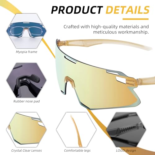 Image of ROCKBROS Cycling Glasses Sports Sunglasses with Anti Blue Lenses Men Cycling Glasses MTB Biking Sunglasses, Medium