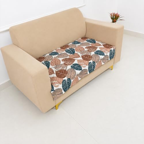 Image of Homerz Premium Printed Quilted Velvet Sofa Slip Cover Protector with Tassels, Sofa Mat, Exact Size, Antislip Cover (Folia, 2 Seater, Half)