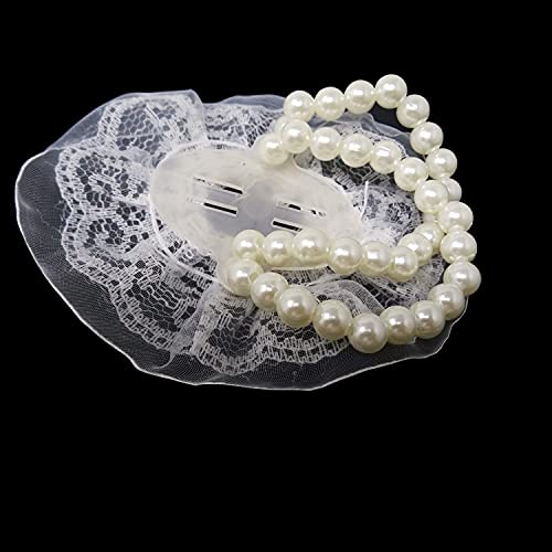 HONBAY 6PCS Elastic Pearl Wrist Bands Wedding Wrist Corsage Stretch Wristlets Faux Pearl Bead Bracelets with Lace Trim for Wedding Festival Beach Party and Prom - Image 4