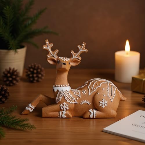 Statue d'élan à paillettes et rennes de Noël pour décoration de table