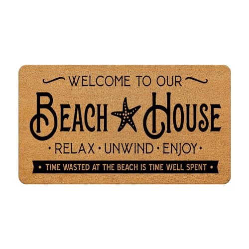 Likjad Beach Welcome Mat - Coastal NauticalEntrance Mat, Beach House Decor, 17x30 Inches