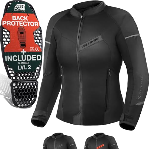 SHIMA X-MESH Veste Moto Femme Homologué AIRFORCE Dorsale Blouson Armure Protecion Vestes Ventilation Textile Vetement Ete Touring Motos Aventure équipements...