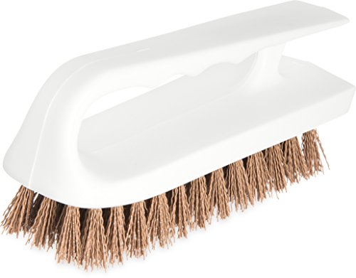 Image of SPARTA 4002425 Ergonomic Iron-Shaped Handle Scrub Brush, 6 inch, Tan /White