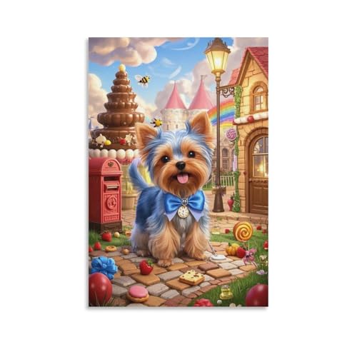 Pintura mural Yorkshire Terrier con impresión nítida en lienzo