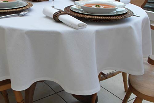 THE TABLECLOTH COMPANY 150x310CM 100% COTTON WHITE OVAL TABLECLOTH (10/12 SEATER)