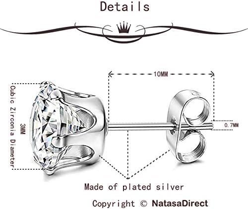 18K Gold plated CZ Stud Earrings Sensitive Ears