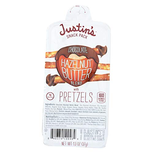 Justin's Chocolate Hazelnut Butter + Pretzels Snack Pack, 1.3 Oz (Pack of 6)