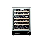Cookology Essentials AEWC600SS 60cm Built-Under Wine Cooler - Stainless Steel & Black - 51 Bottle Capacity - Touch Control Blue Display - Compressor Cooling - Auto Defrost - White LED Light