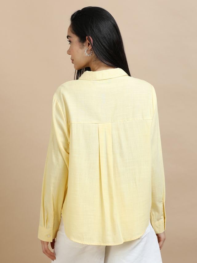 Image of Glam & Chique Women's Relaxed Fit Spread Collar Solid Casual Shirt S-2XL
