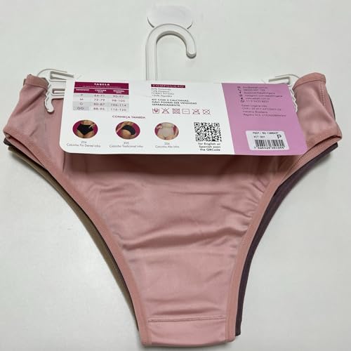 Kit Com 3 Calcinhas Biquíni Em Microfibra Tamanho G Bege Rosa Chocolate REF 1065 Esbelt