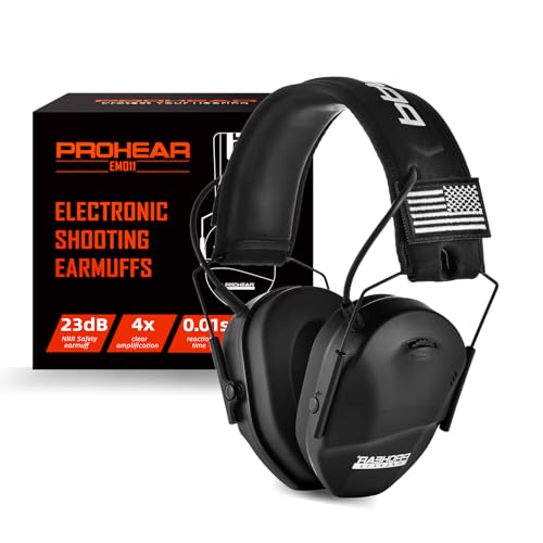PROHEAR Youth Electronic Ear Protection 23dB NRR Slim Fit Sound Amplification Noise Compression Compact Design Gun Range Shooting Hunting Tactical Use
