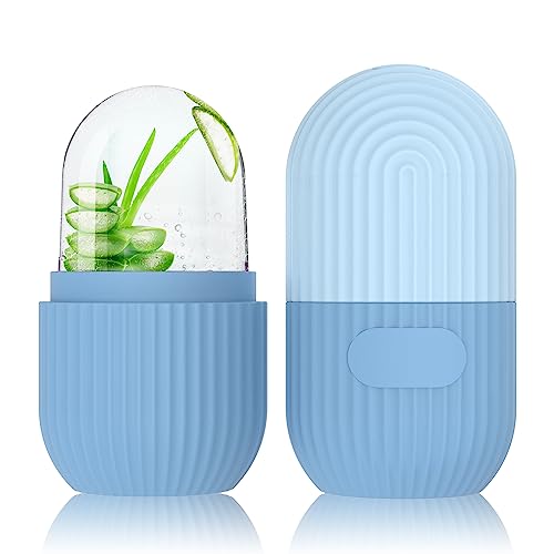 Rullo di Ghiaccio Facciale, GeeRic Rullo di Ghiaccio Stampi per Viso/Occhi Apparecchi per Tonificare Viso Serrare e Tonificare la Pelle Alleviare Gonfiore Viso Occhi Riduci i Pori Azzurro