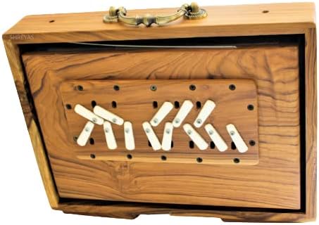 New Shruti Box Special Teak Wood Size (13" X 12" X 3") Inches~440 Hz, Gig Bag, Natural Colour, Key -C To C (Lower Tone- Male Type Reed), Sur Peti, Surpeti, Yoga, Bhajan, Kirtan, Mantra