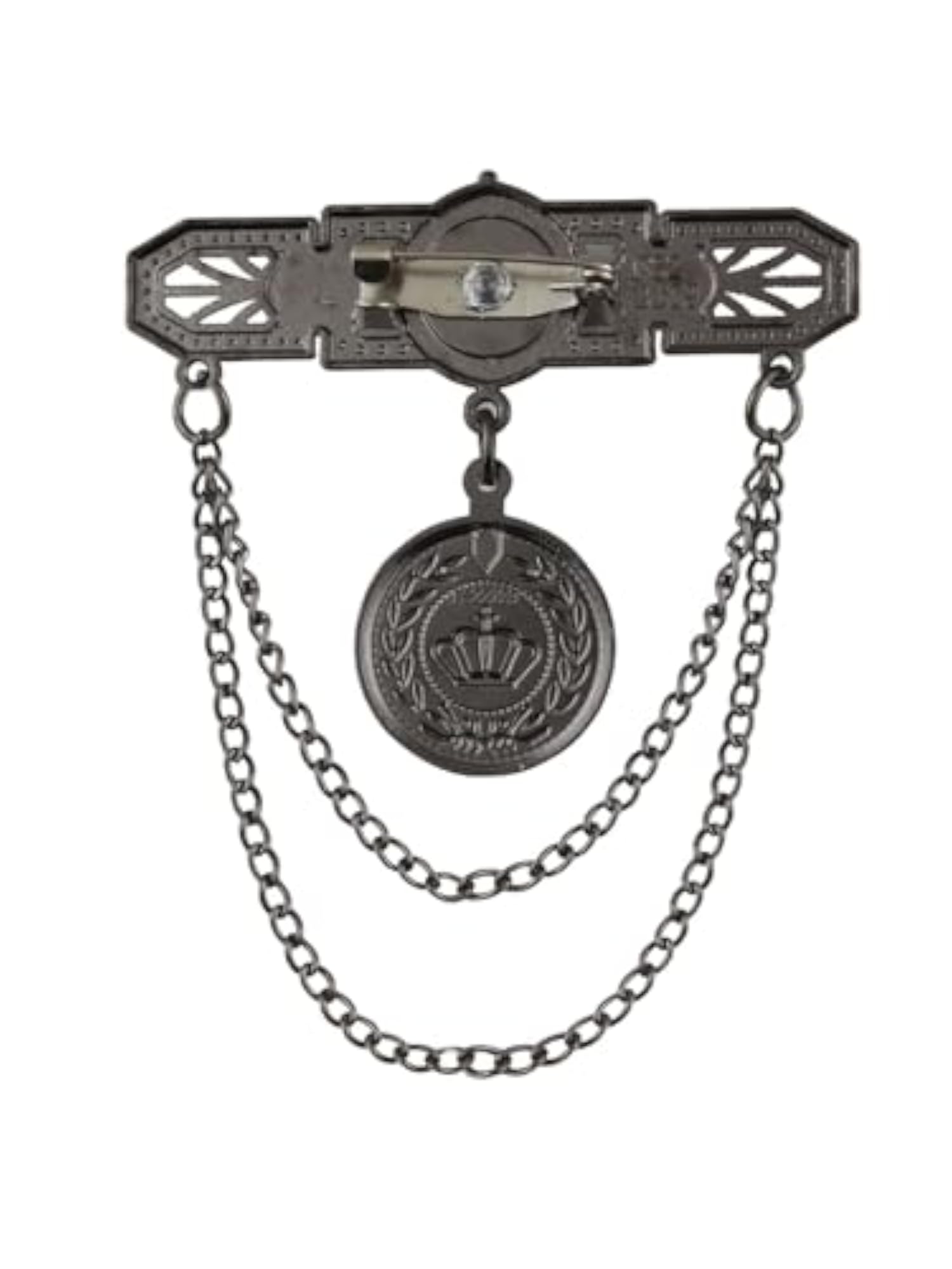 Crown Emblem Gunmetal Colour Brooch for Men