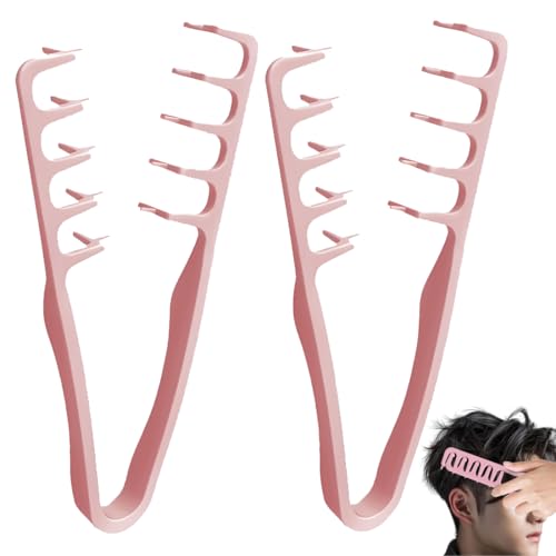 YOFDAL 2 PCS Pettine per texture(rosa),pettine denti larghi,strumento volumizzante p-er radici,pettini coprire le cuciture,accessorio leggero la toelettatura,ideale p-er capelli ricci,unisex
