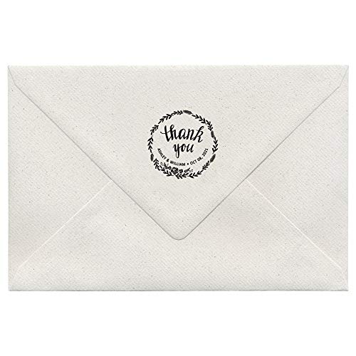Custom Rose Wedding Stamp Leaf Thank You Marriage Stamps Personalized Self Inking Save The Date Wreath Rubber Stamper #TOP7