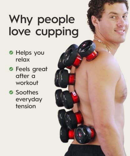 Image of REVO The Original 4-in-1 Smart Cupping Therapy Massager, Red Light Therapy for Targeted Pain Relief, Knots, Aches, Muscle Soreness, Circulation & Tighter Skin, Portable Cupping Kit (Four Pack)