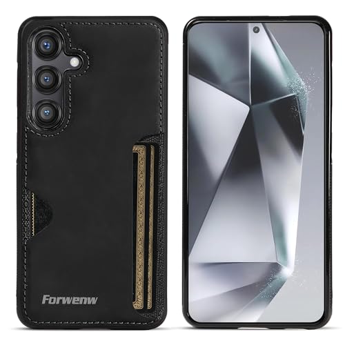 LOLFZ Funda para Samsung Galaxy S25 5G, funda trasera delgada con tarjetero, funda de piel sintética de alta calidad, a prueba de golpes, TPU antigolpes, funda protectora para Samsung Galaxy S25,