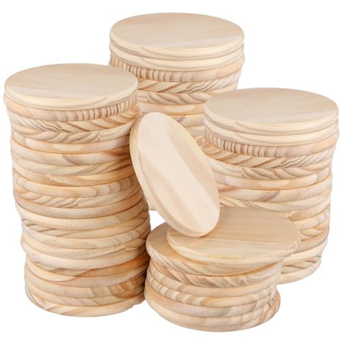 NINGWAAN 60 Pack Unfinished Wood Coasters, 4 Inch Round, Blank Wooden Coasters for Crafts and DIY Projects