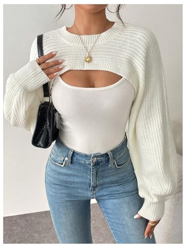 Image of GORGLITTER Women's Shrug Cropped Bolero Cardigan Long Sleeve Fall Sweaters 2026 Lightweight Dressy Knit Pullover Tops