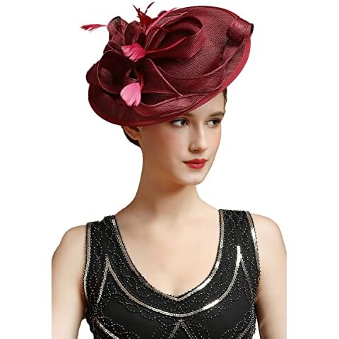 Comott Tea Party Fascinator Derby Hat Sinamay Church Hat for Women Cocktail Party Headband Cover