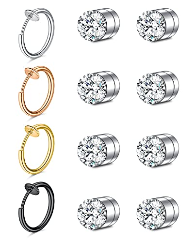 FECTAS 12pcs Falso Anillo de la Nariz Studs magnético no Perforado Septum Clips en el imán de la Nariz de imitación de perforación del oído