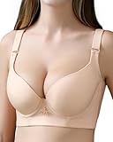 CAHL&FAUO Longline Bustier Bra for Women Lightly Beauty Back Soft Comfort Everyday Bras Nude 38C