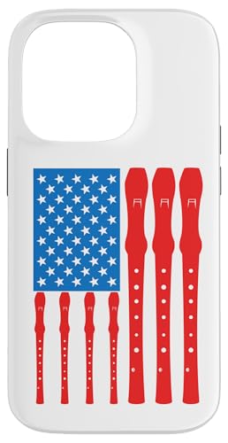 Patriotic US Flute Player Flute Teacher Aerophone Coque pour iPhone 14 Pro