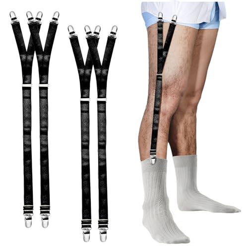 Image of EGGBOY 2Pairs Shirt Stays for Men,Adjustable Elastic Shirt Garter /Tucker for Men&Women,Footloop /Y Style,with Locking Clamps