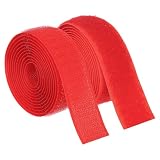 PATIKIL 1.5 Yard Klettband Zum Annähen 1 Zoll(25mm) Breite Nicht Klebendes Nylonstoffband Starker Halt Verschlussband Verbindungsband Für DIY Basteln Nähen Rot