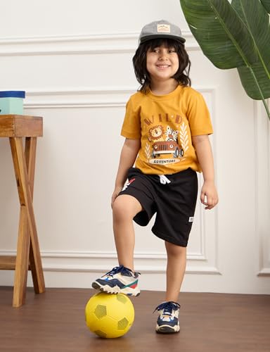 Image of Amazon Brand - Symbol Boys 100% Cotton Graphic Printed Half Sleeves T-Shirt | Age 2-6 Years