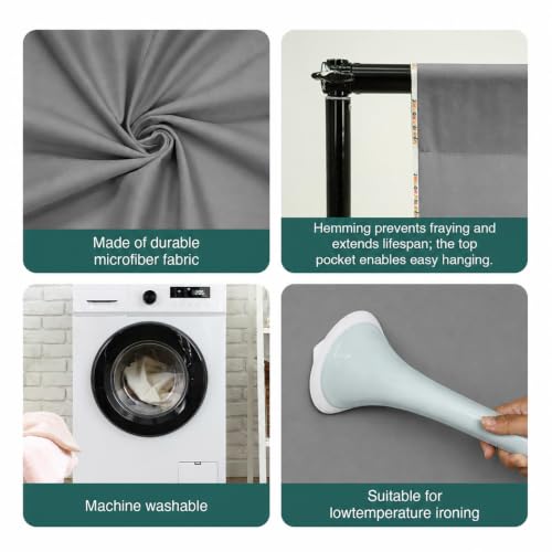 Image of Kate Gray Photography Backdrop Solid Neutral Grey Background for Portrait | Pure Grey Cloth for Headshots, Product Photos, Videos, Streaming, Parties Photo Booth Professional Photography Studio 6ftx9ft